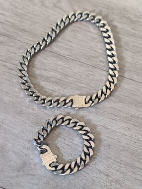 Statement Collective - Stainless Steel Cuban Necklace & Bracelet Set
